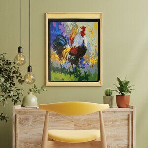 PBN Completed Paint by Number 19.5x15.5 Colorful Chicken -Unframed